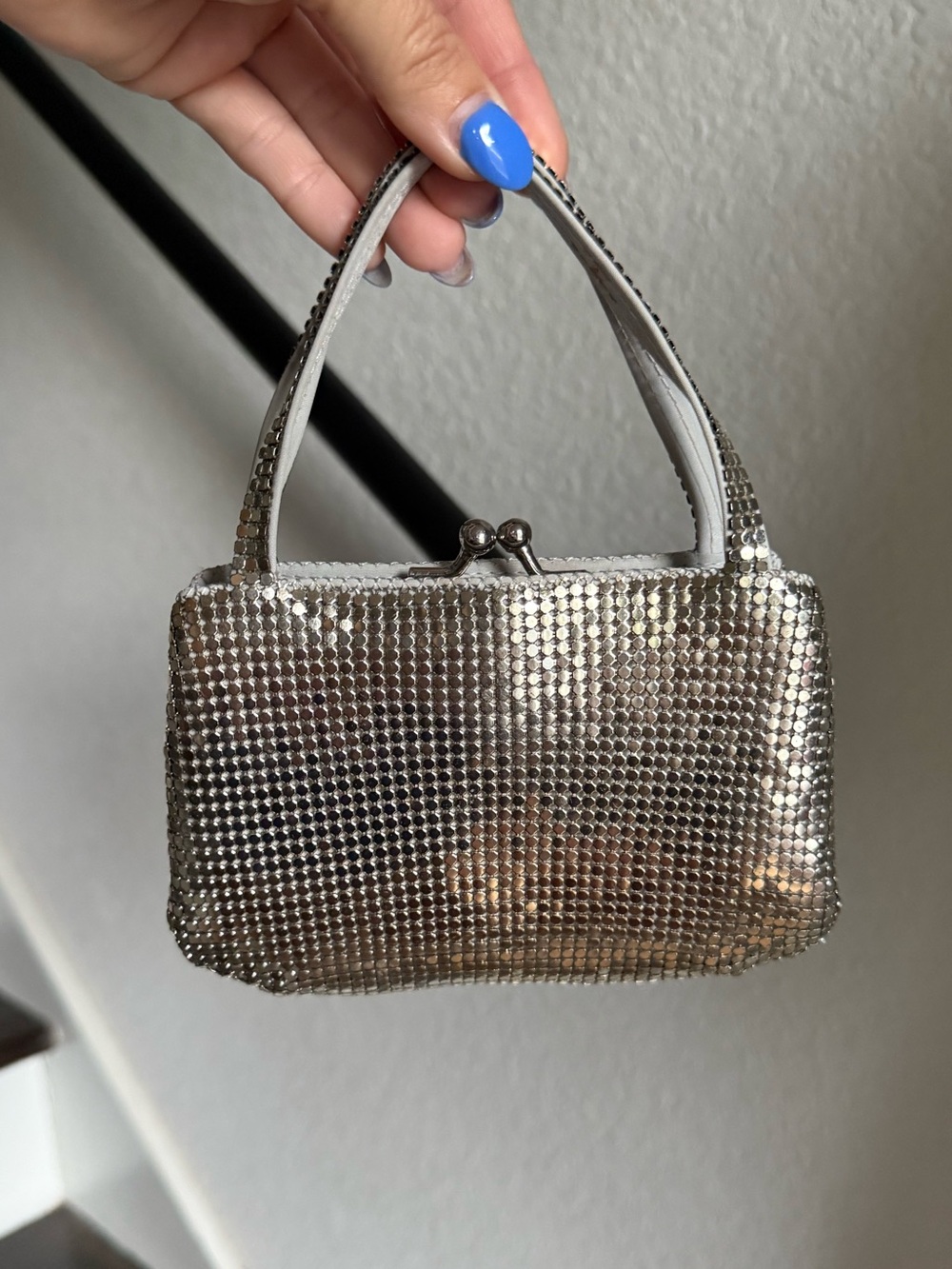 Whiting & Davis Silver Metal Mesh Mini Evening Vintage Bag / Coin Purse